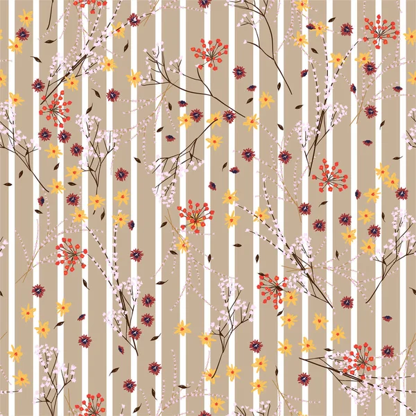 Vector Seamless Pattern Hand Gezeichnet Viele Arten Von Zarten Wilden — Stockvektor