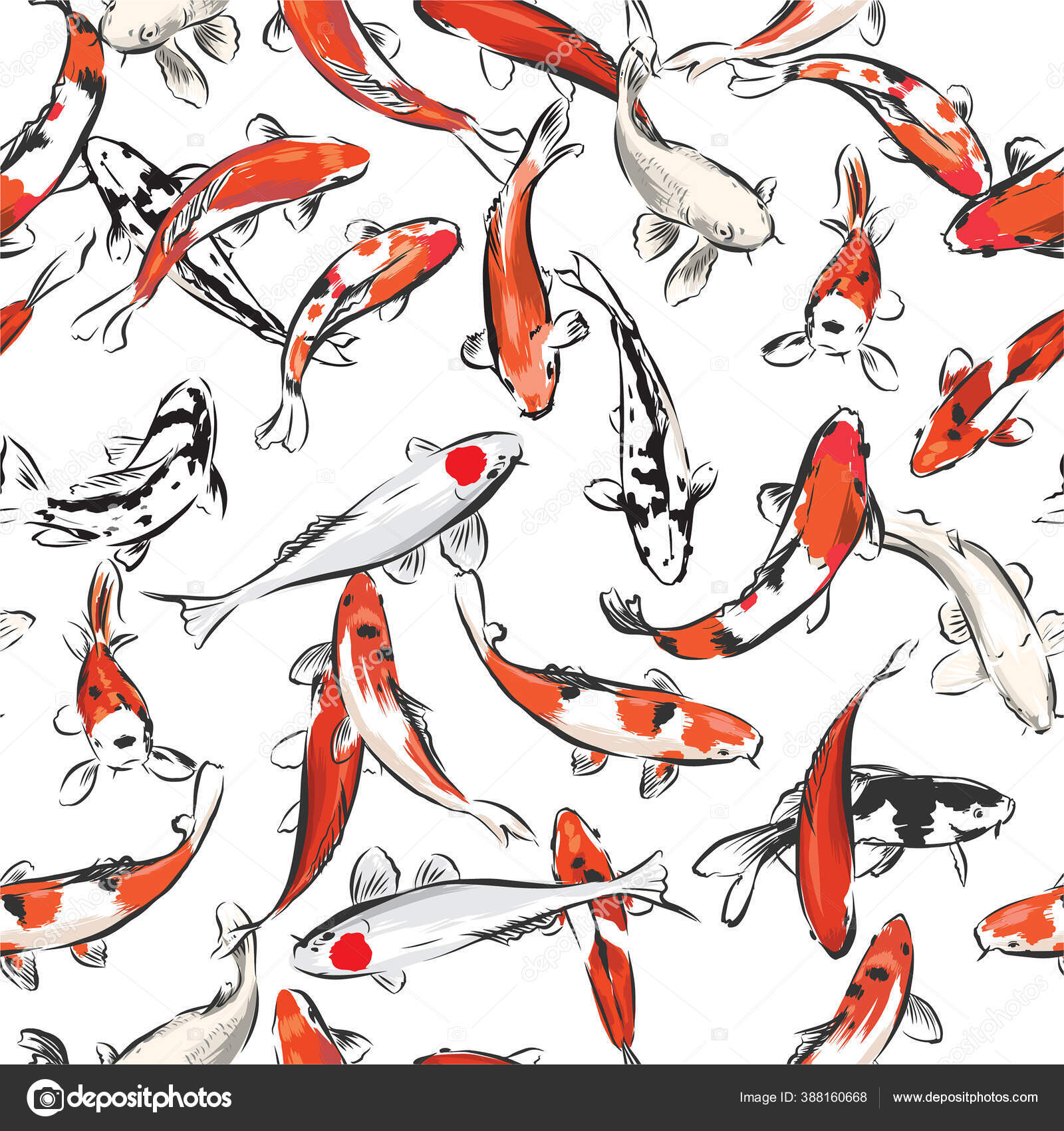 Schone Handgezeichnete Japanische Koi Fische Nahtlose Muster Vektor Eps10 Design Vektorgrafik Lizenzfreie Grafiken C Msnty Studiox 388160668 Depositphotos