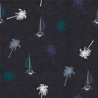 Moda Palmiyeleri tekneyi, monoton koyu gri desenli, pürüzsüz model vektör EPS10, moda, kumaş, ağ, ambalaj, plaj giysisi, baskılar ve tüm grafik tipinde karıştırdı.