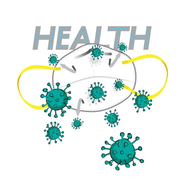 Защитная Маска Covid Coronavirus 2019 Ncov Лихорадка Ласса Бактериями Защищенными — стоковый вектор