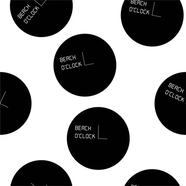 Naadloos Patroon Minimale Zwart Wit Cirkel Digitale Wekker Met Draaiende — Stockvector