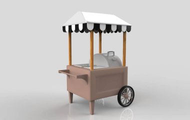 Beyaz arka planda Tramvay Arabası. 3d Hazırlama