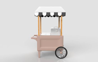 Beyaz arka planda Tramvay Arabası. 3d Hazırlama