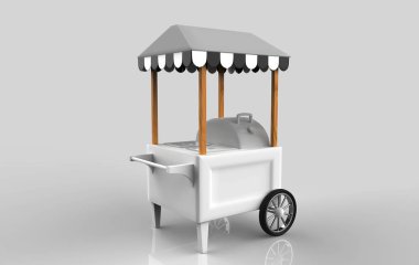 Beyaz arka planda Tramvay Arabası. 3d Hazırlama