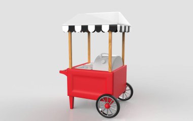 Beyaz arka planda Tramvay Arabası. 3d Hazırlama
