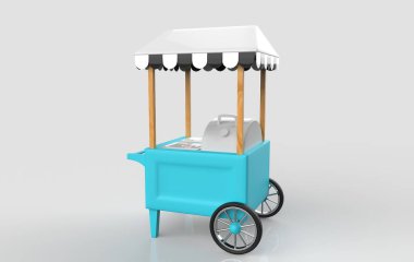 Beyaz arka planda Tramvay Arabası. 3d Hazırlama