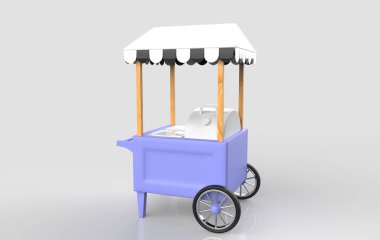 Beyaz arka planda Tramvay Arabası. 3d Hazırlama