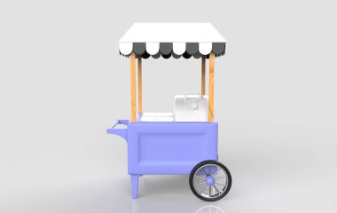 Beyaz arka planda Tramvay Arabası. 3d Hazırlama