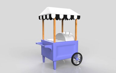 Beyaz arka planda Tramvay Arabası. 3d Hazırlama