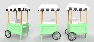 Beyaz arka planda Tramvay Arabası. 3d Hazırlama