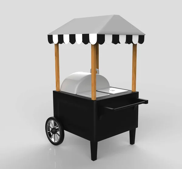 Food Trolley Cart Een Witte Achtergrond Rendering — Stockfoto