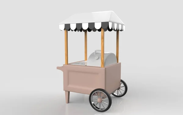 Food Trolley Cart Een Witte Achtergrond Rendering — Stockfoto