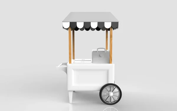 Beyaz arka planda Tramvay Arabası. 3d Hazırlama