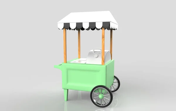 food Trolley Cart on a white background. 3d Rendering