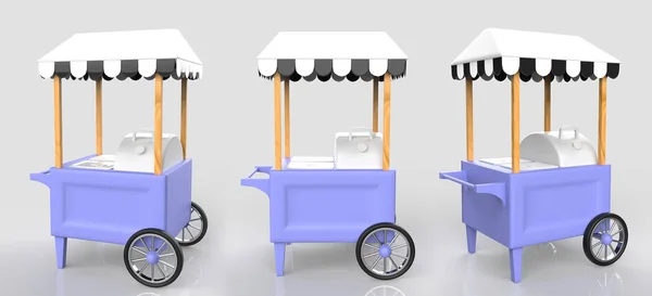 food Trolley Cart on a white background. 3d Rendering