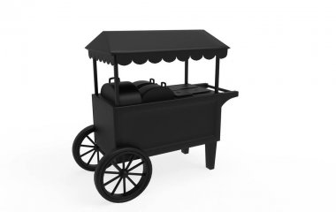 Beyaz arka planda Tramvay Arabası. 3d Hazırlama