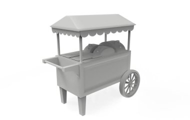 Beyaz arka planda Tramvay Arabası. 3d Hazırlama