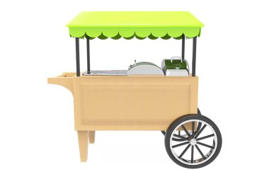 Beyaz arka planda Tramvay Arabası. 3d Hazırlama