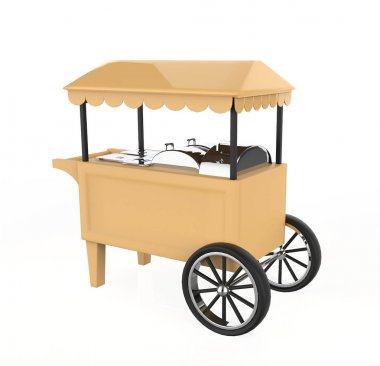 Beyaz arka planda Tramvay Arabası. 3d Hazırlama