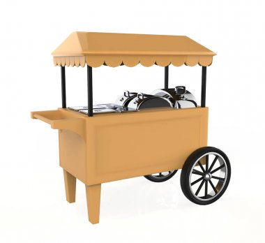 Beyaz arka planda Tramvay Arabası. 3d Hazırlama