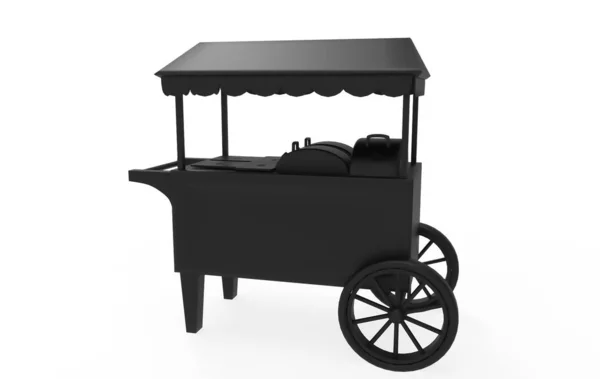 Food Trolley Cart Een Witte Achtergrond Rendering — Stockfoto