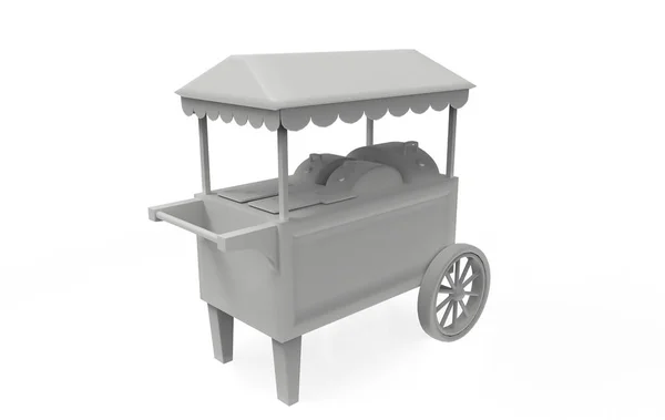 Food Trolley Cart Een Witte Achtergrond Rendering — Stockfoto