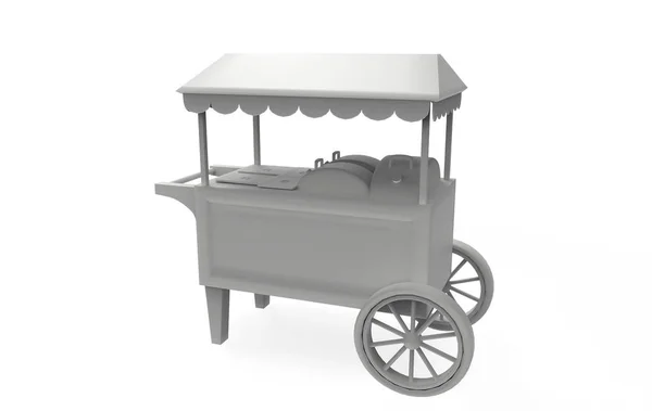 Food Trolley Cart Een Witte Achtergrond Rendering — Stockfoto