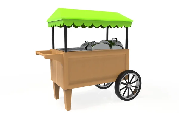 Food Trolley Cart Een Witte Achtergrond Rendering — Stockfoto