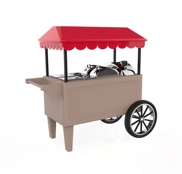 Food Trolley Cart Een Witte Achtergrond Rendering — Stockfoto