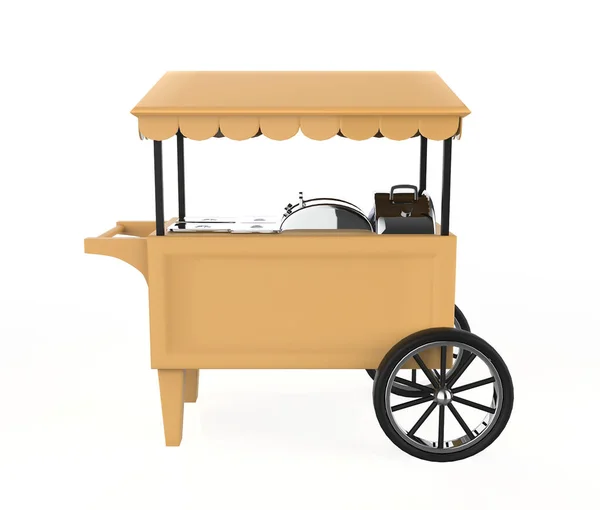 Food Trolley Cart Een Witte Achtergrond Rendering — Stockfoto