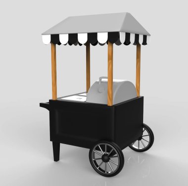 Beyaz arka planda Tramvay Arabası. 3d Hazırlama