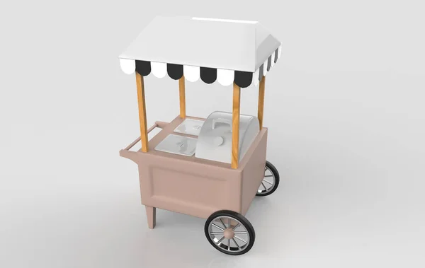 Makanan Trolley Cart Dengan Latar Belakang Putih Perender — Stok Foto