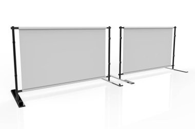 Beyaz arka plan üzerinde izole Afişler için Fon Standı . 3d illüstrasyon