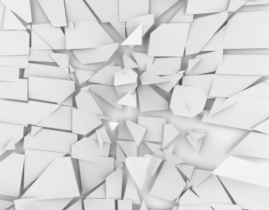 kırık şekil duvar imha patlama ile kırık yüzey arka plan soyut 3d render. 3d illüstrasyon