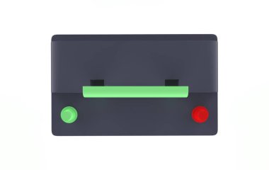 Beyaz arka planda Araba Aküsü. 3d illüstrasyon  