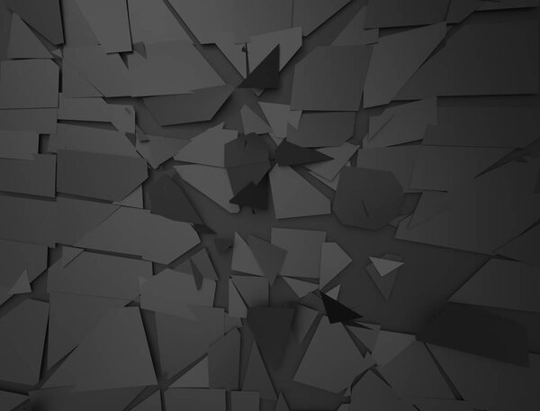 Abstract 3d rendering of cracked surface background with broken shape wall destruction explosion. 3d illustration