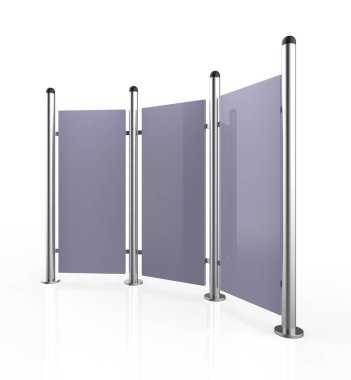Üç bir boş Açık Hava Reklam Görüntüler. Rolling Poster Display 3d İllüstrasyon. Reklam Sektörü Nesnesi.
