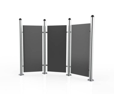Üç bir boş Açık Hava Reklam Görüntüler. Rolling Poster Display 3d İllüstrasyon. Reklam Sektörü Nesnesi.