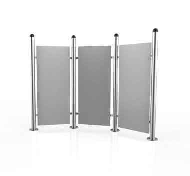 Üç bir boş Açık Hava Reklam Görüntüler. Rolling Poster Display 3d İllüstrasyon. Reklam Sektörü Nesnesi.