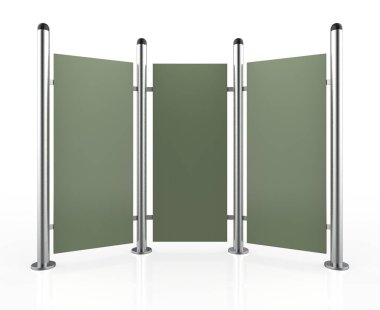 Üç bir boş Açık Hava Reklam Görüntüler. Rolling Poster Display 3d İllüstrasyon. Reklam Sektörü Nesnesi.