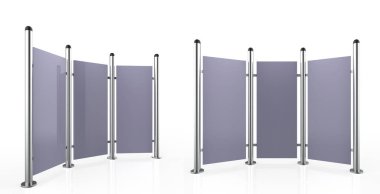 Üç bir boş Açık Hava Reklam Görüntüler. Rolling Poster Display 3d İllüstrasyon. Reklam Sektörü Nesnesi.