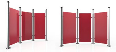 Üç bir boş Açık Hava Reklam Görüntüler. Rolling Poster Display 3d İllüstrasyon. Reklam Sektörü Nesnesi.