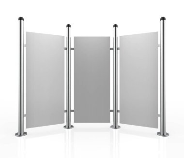 Üç bir boş Açık Hava Reklam Görüntüler. Rolling Poster Display 3d İllüstrasyon. Reklam Sektörü Nesnesi.