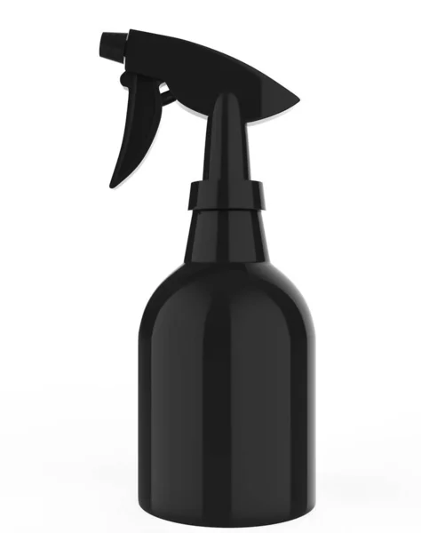 Spray bottle with pistol sprayer head for cosmetic or house care products. plastic cosmetics package with trigger for barber shop. 3d illustration