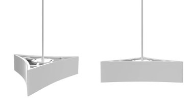 Tavan Delisi Hırdavatçıları Üç Grafik Paneli tutuyor. 3d illüstrasyon