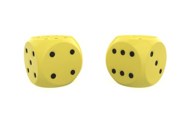 Uçuştaki gerçekçi zar simgesi beyaz arkaplanda izole edilmiş. Kumarhane tasarım şablonu uygulama, web, bilgi grafikleri, reklamcılık, maket vb. 3d illüstrasyon