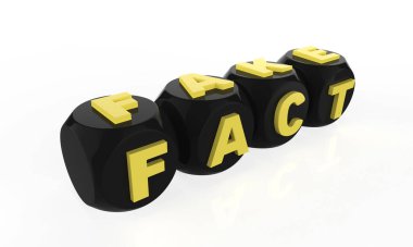 Beyaz arka planda gerçek ya da sahte kavram. 3d illüstrasyon 