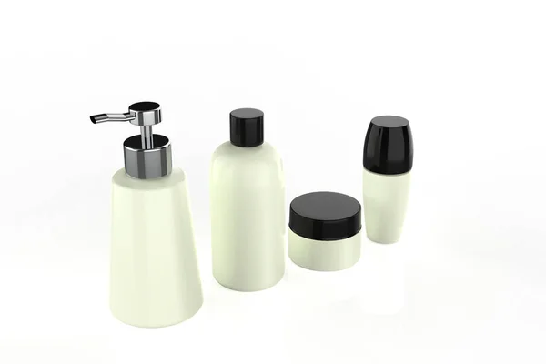 Kosmetisk Flaska Set För Flytande Kräm Gel Lotion Skönhet Produkt — Stockfoto