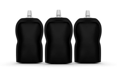 Enerji reçeli paketi, boş folyo poşeti içecek veya yiyecek için 3D görüntüleme.