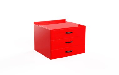 Ofis çekmecesi beyaz arka planda izole edilmiş. 3d Görüntü